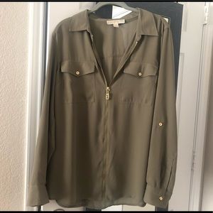 Michael Kors Utility Front ZIP Blouse -EUC